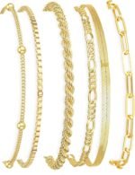 DEARMAY 14K Gold Plated Dainty Stackable Women Bracelets
